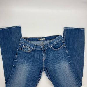 Mens Buckle BKE Culture Bootcut Denim Jeans Sz 33X33 1/2 Distressed Thick Stitch